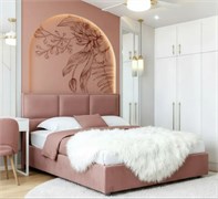 Кровать Аура+ПМ 140х200 Велюр Velutto 55 Розовый 1716001897