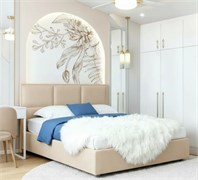 Кровать Аура+ПМ 140х200 Микровелюр Sky Velvet 21 Бежевый 1716001909