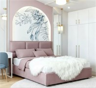 Кровать Аура+ПМ 200х200 Микровелюр Sky Velvet 01 Розовый 1716002042