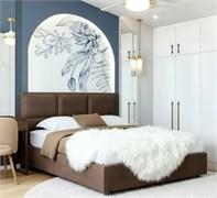 Кровать Аура+ПМ 200х200 Микровелюр Sky Velvet 12 Шоколад 1716002038