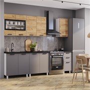 Кухня Крафт 2,0 м тип 2 Графит/Черный янтарь 6333
